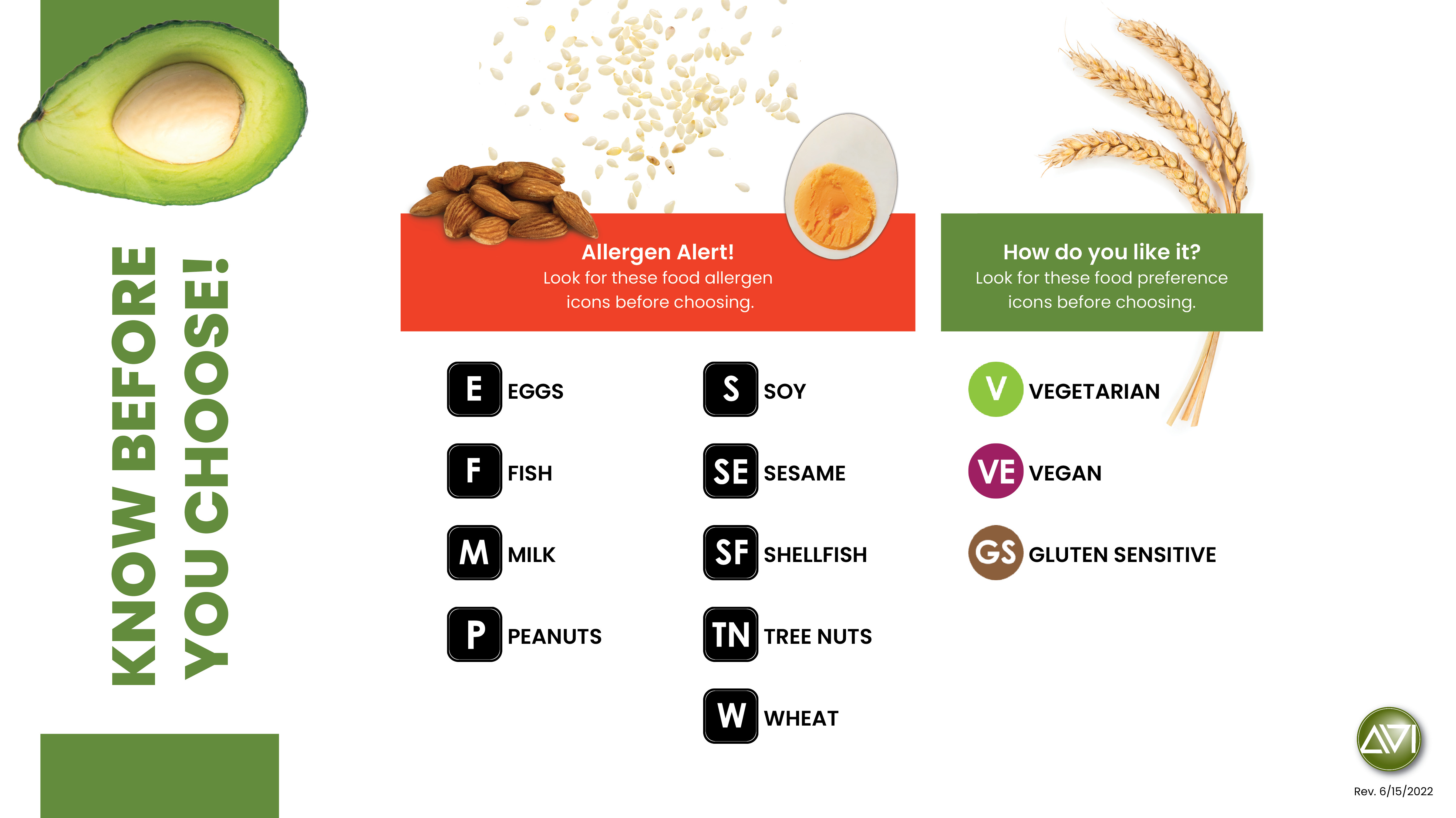 Allergen Icons will be shown on menus in dining locations